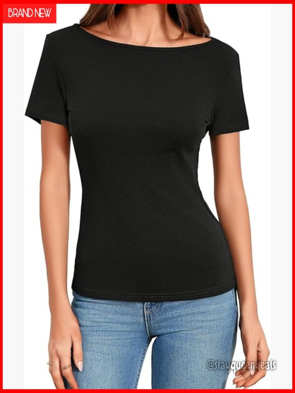 Slim Fit Cotton Long Sleeve Boat Neck T-Shirt, Y2K Style, Fall Spring Wardrobe